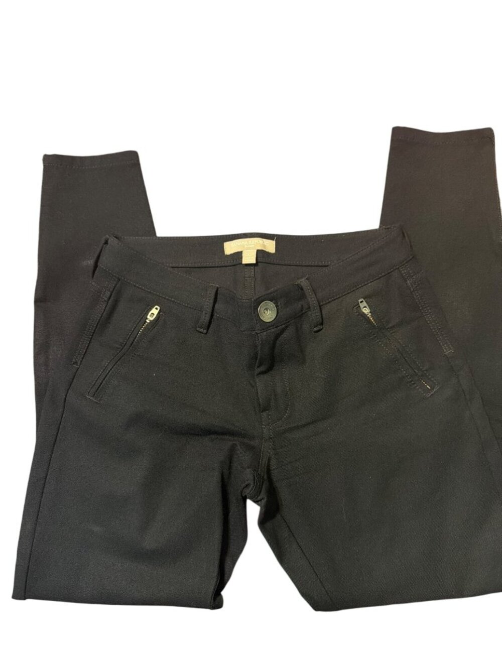 Banana Republic Sloan Black Petite Pants Zippered Pockets Ankle Zips Size 00P - Picture 1 of 4